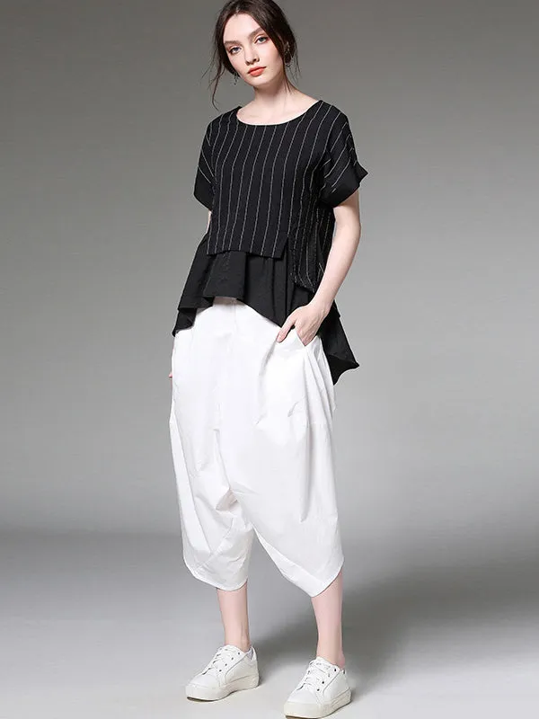 Original Simple Casual Loose White Harem Pants