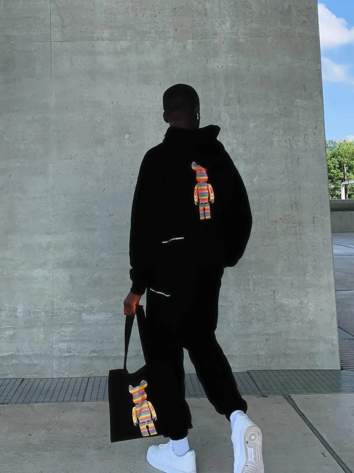 Pangaia x Haroshi BE@RBRICK™ Recycled Cotton Track Pants—black