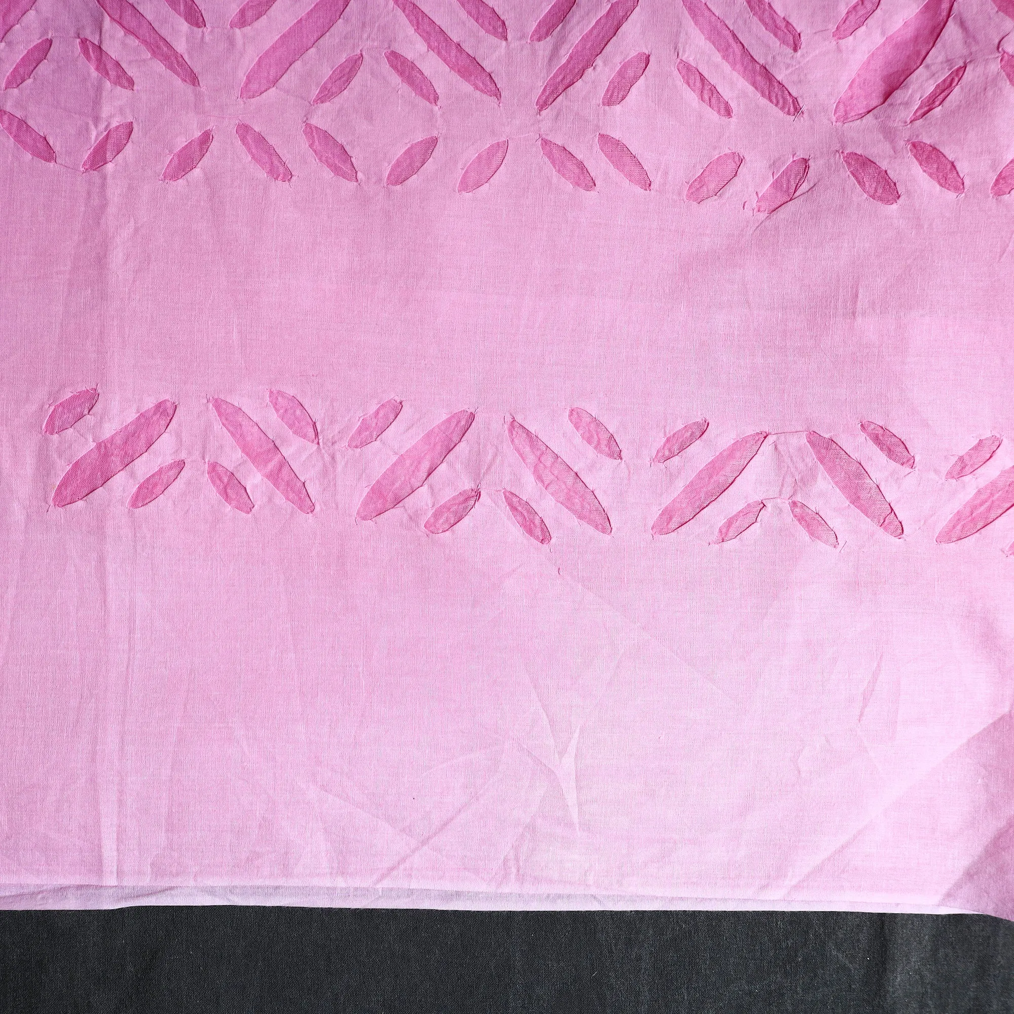 Pink - 3pc Cut Work Cotton Barmer Applique Dress Material 46