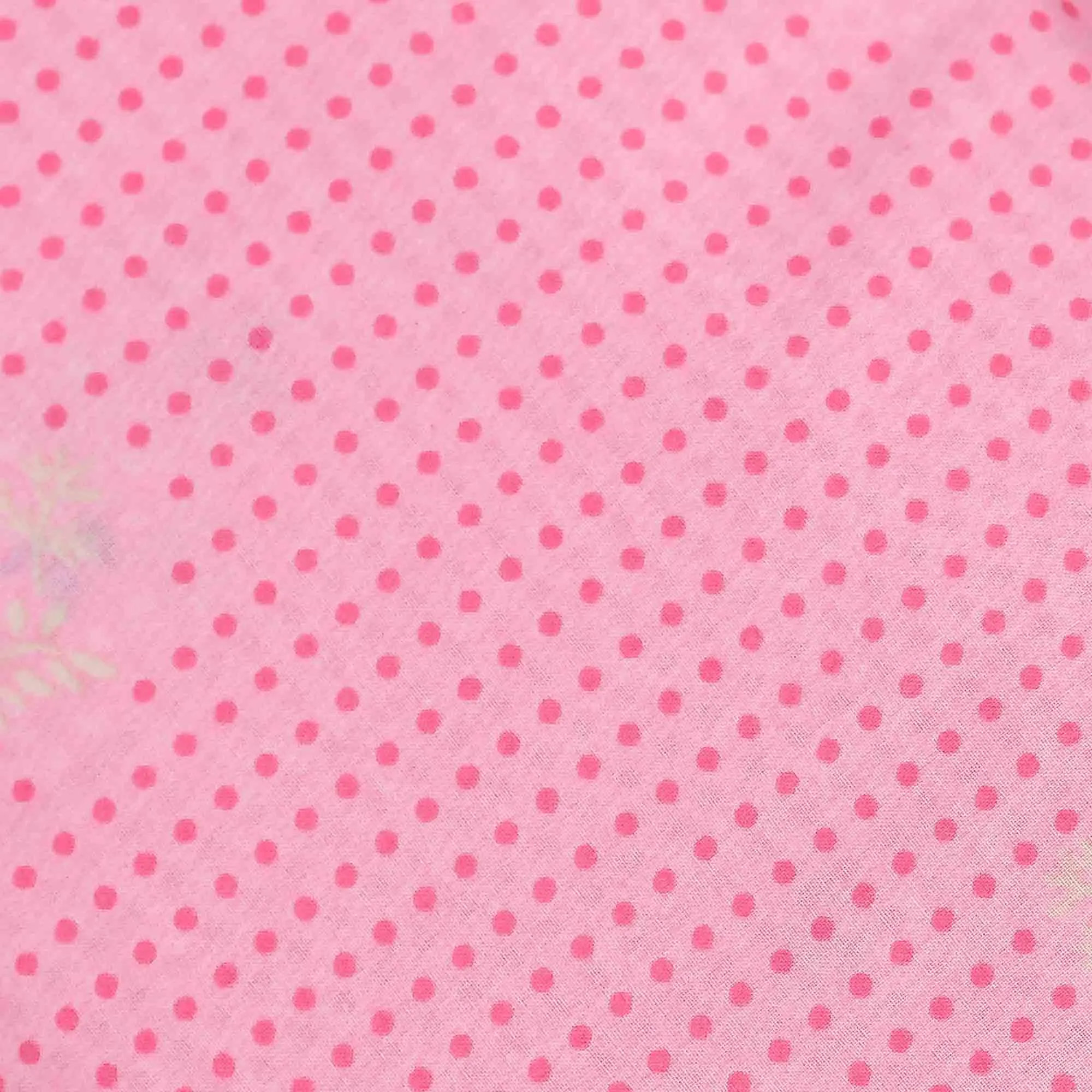 Pink Floral Pattern Screen Printed Cotton Fabric