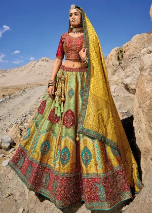 Pista Green Designer Style Embroidered Traditional Lehenga Choli