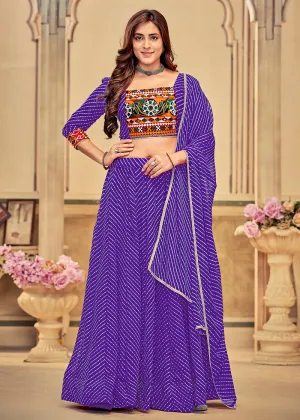 Purple Gamthi Work Georgette Navratri Special Chaniya Choli