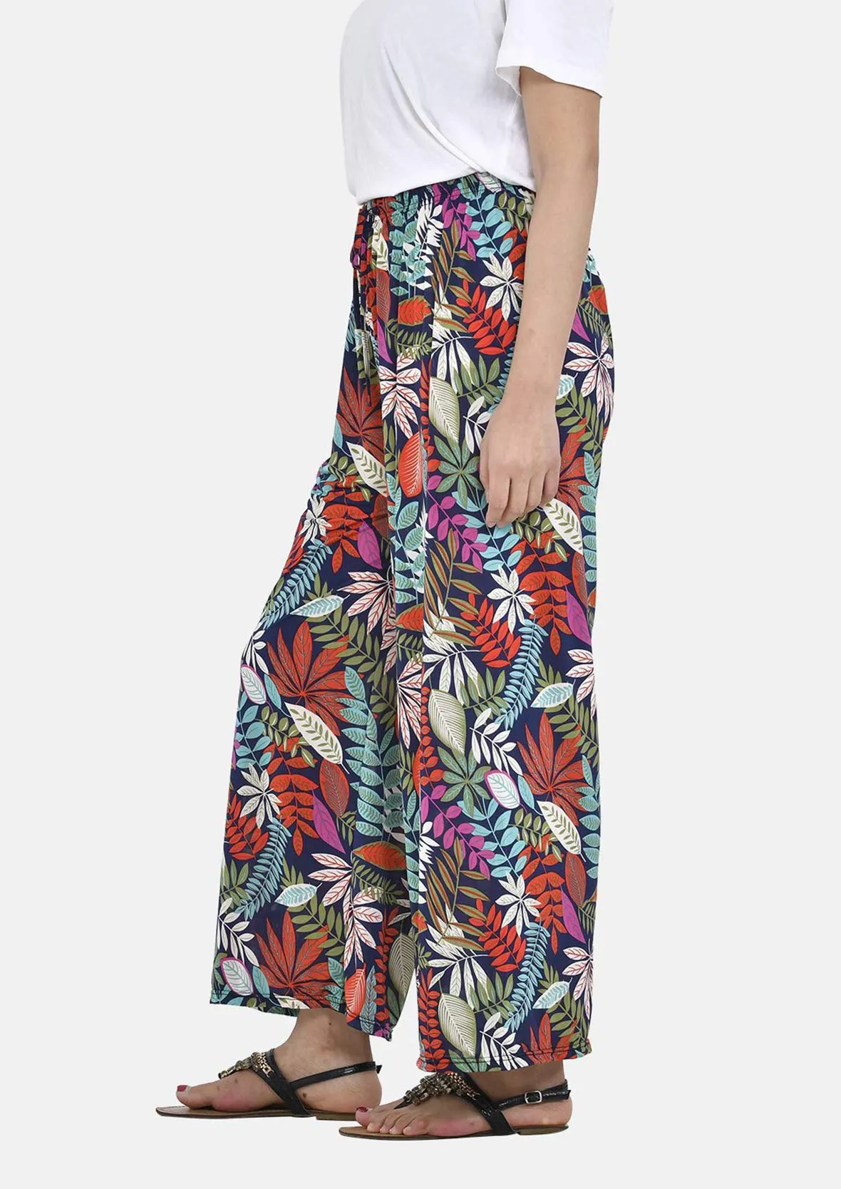 Relaxed Fit Printed Wide Leg Trousers