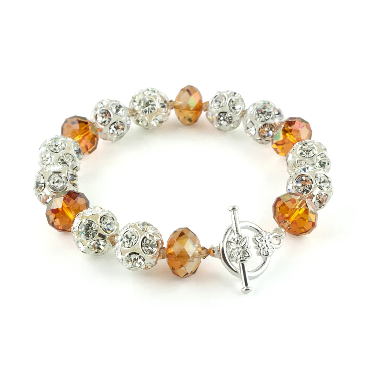 Rhinestone Bead Bracelet with Toggle