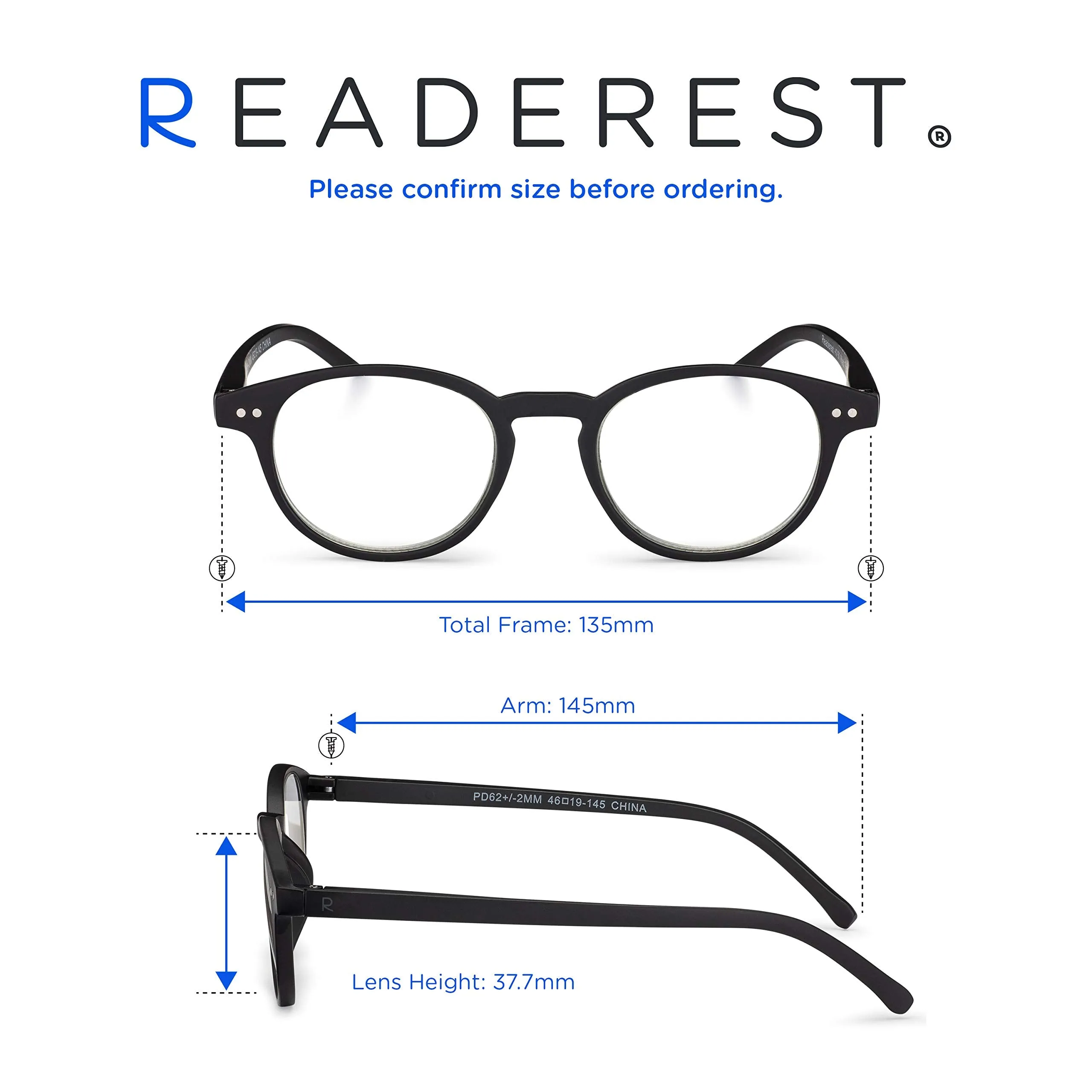 Round-Blue-Light-Blocking-Reading-Glasses-Black-1-25-Magnification-Computer-Glasses