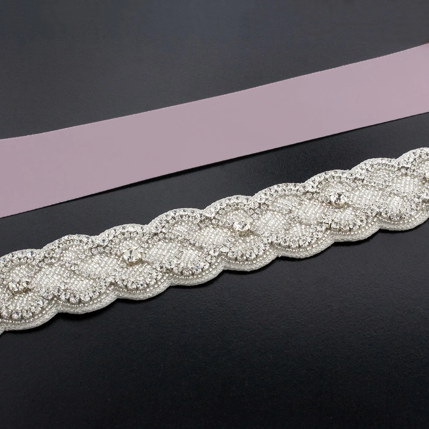 Sash with Scalloped Crystal Applique