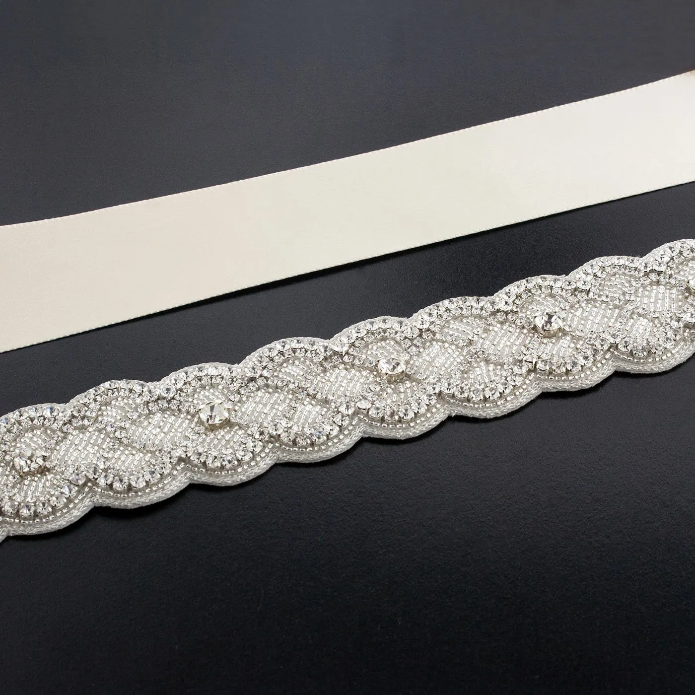 Sash with Scalloped Crystal Applique