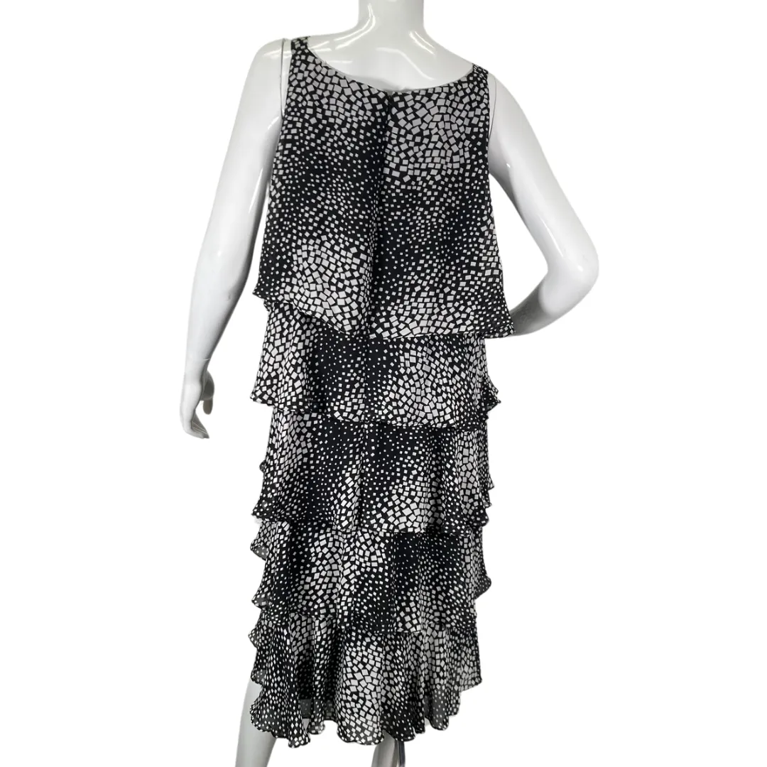 S.L Fashions Black and White Ruffle Dress