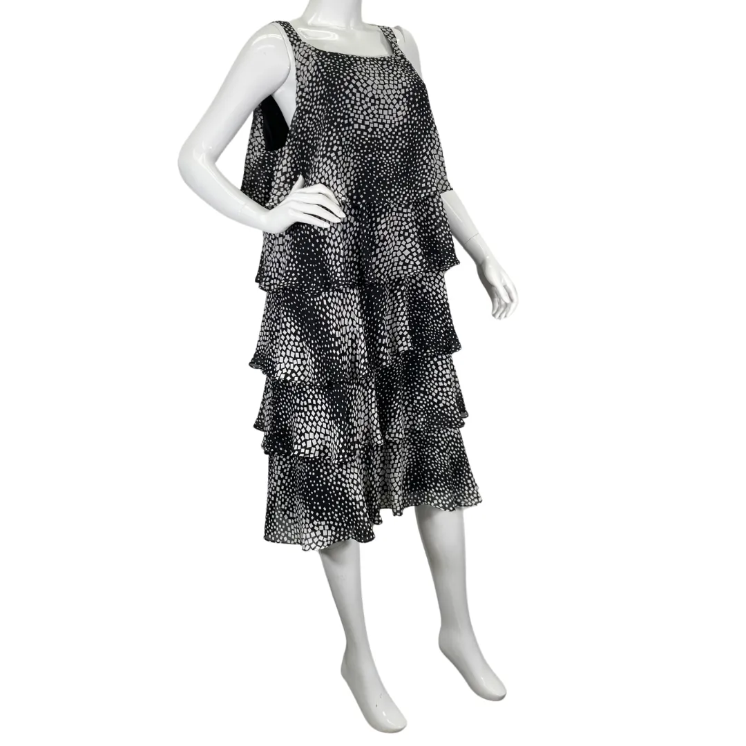 S.L Fashions Black and White Ruffle Dress