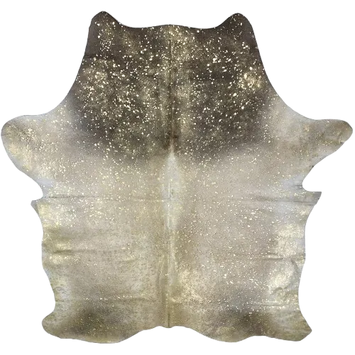 White & Black Speckled Colombian Cowhide w/ Gold Acid Wash - 7'2" x 5'6" (COAW452)