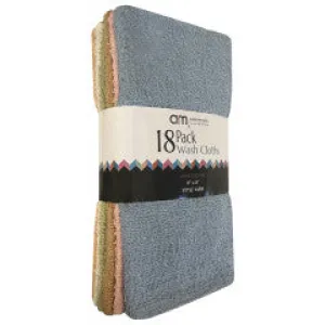 Wholesale  11" x 11" 18 Pack Wash Cloths