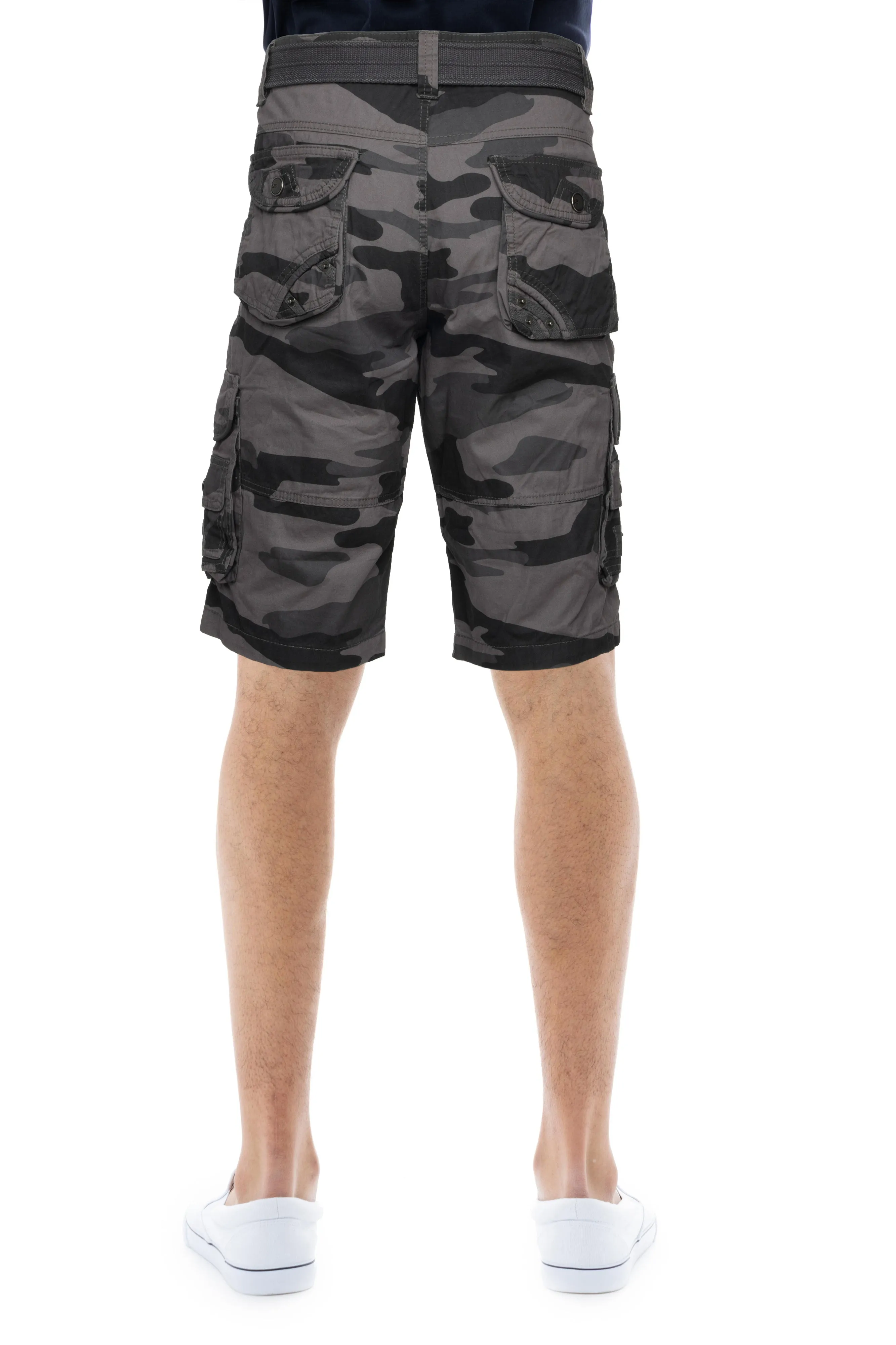 X RAY Men's Belted Twill Tape 12.5" Inseam Knee Length Cargo Shorts