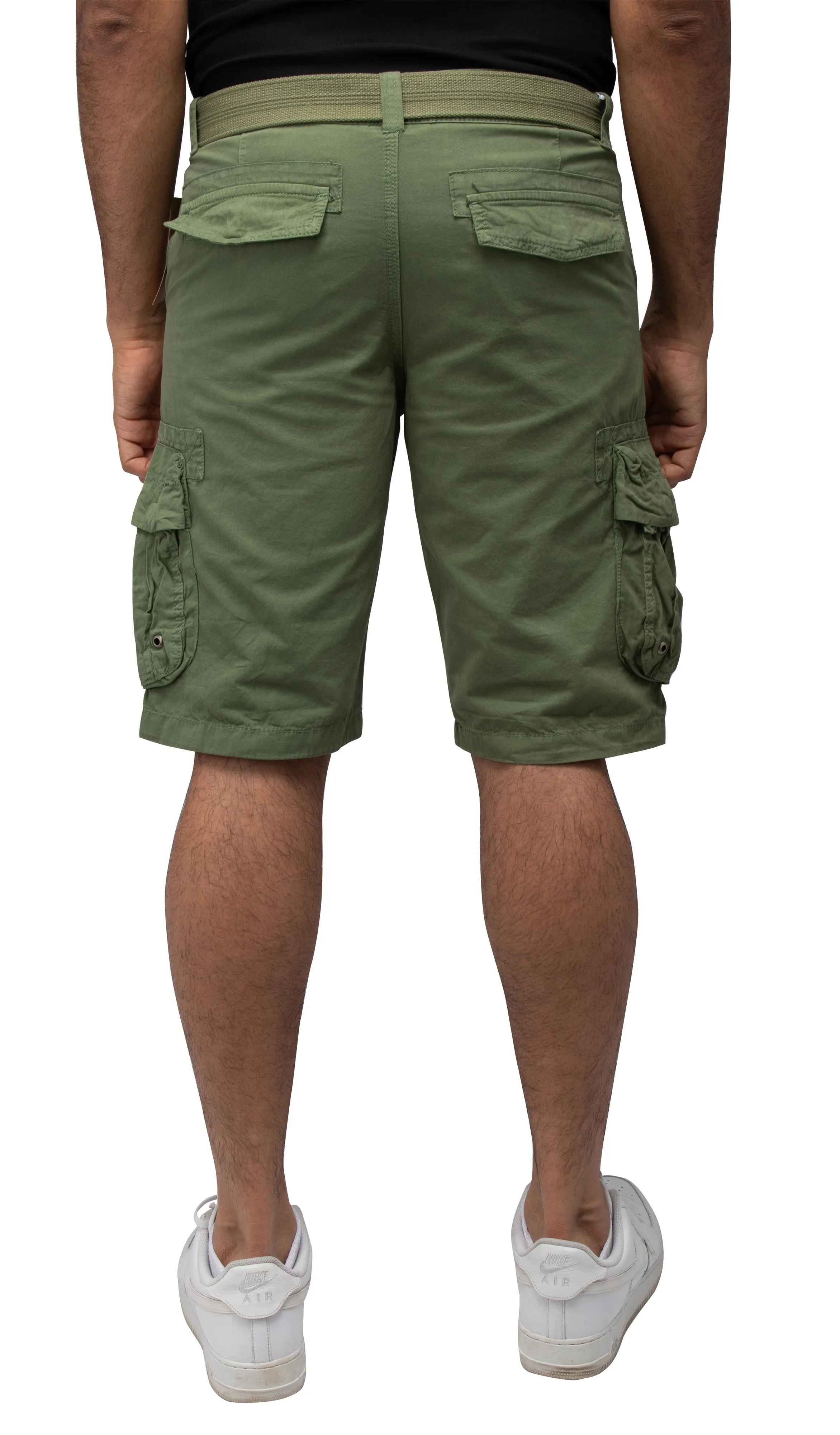 X RAY Men's Belted Twill Tape 12.5" Inseam Knee Length Cargo Shorts