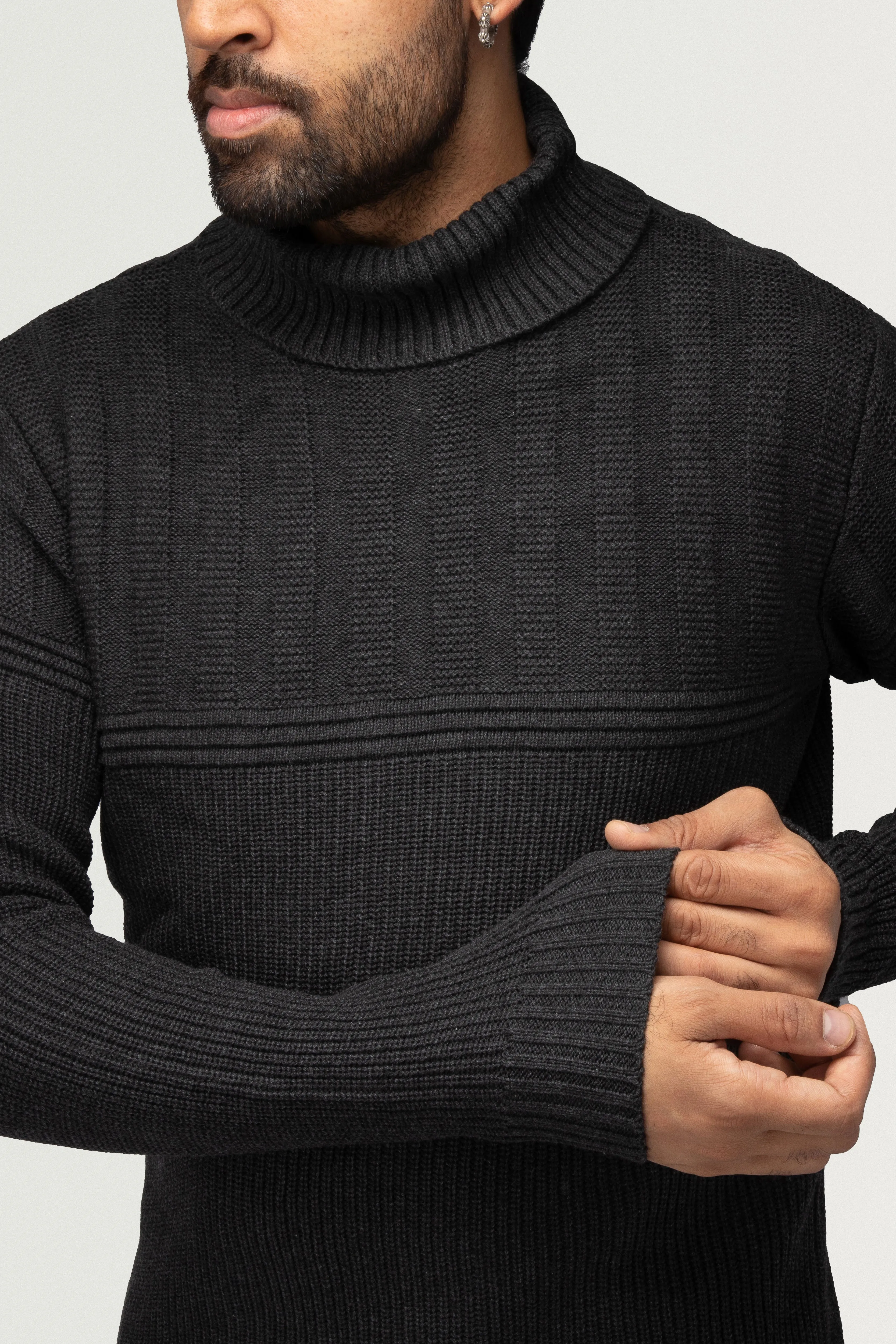 X RAY Men's Ribbed Pattern Turtleneck Fashion Sweater