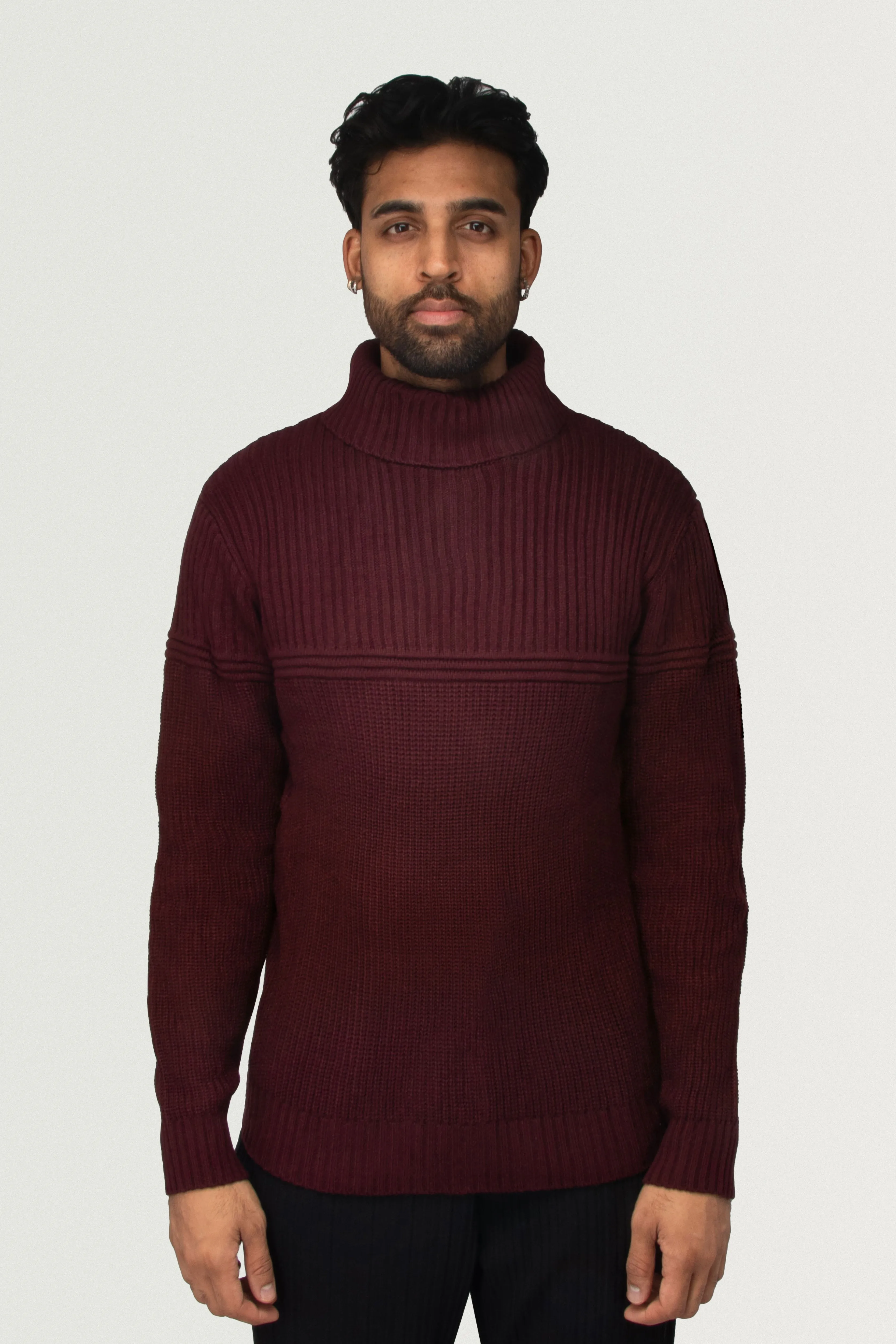 X RAY Men's Ribbed Pattern Turtleneck Fashion Sweater