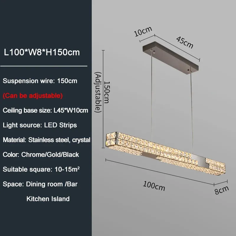 YLK Yutas Linear dining room LED crystal chandelier