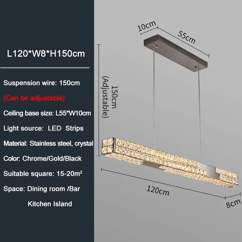 YLK Yutas Linear dining room LED crystal chandelier